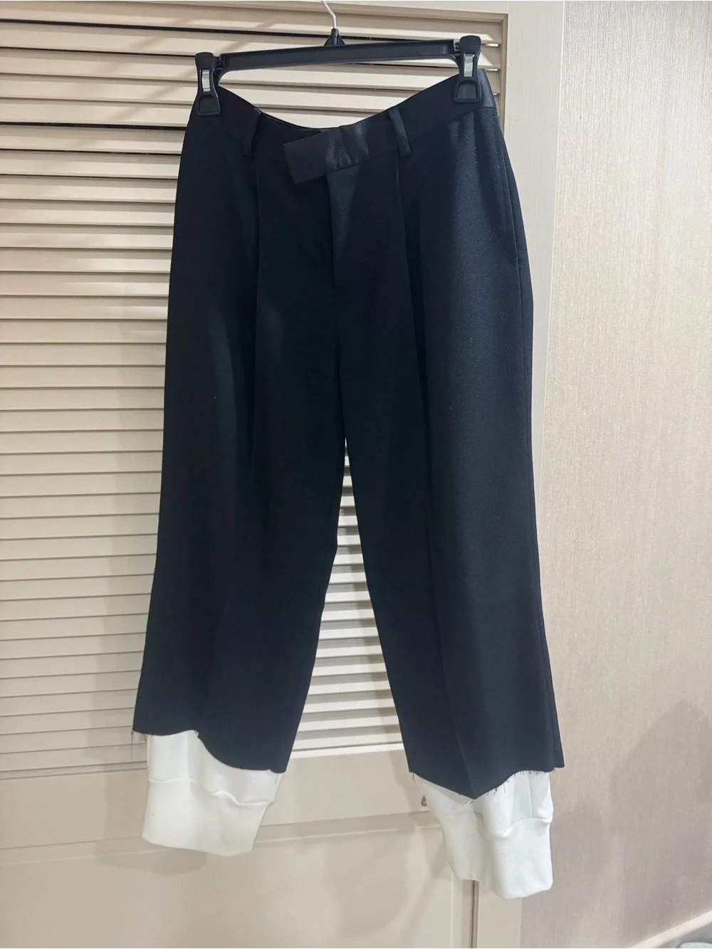 Undercover Black Wide-Leg Pants with White Cuffs